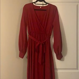 Long maroon/wine long sleeve dress